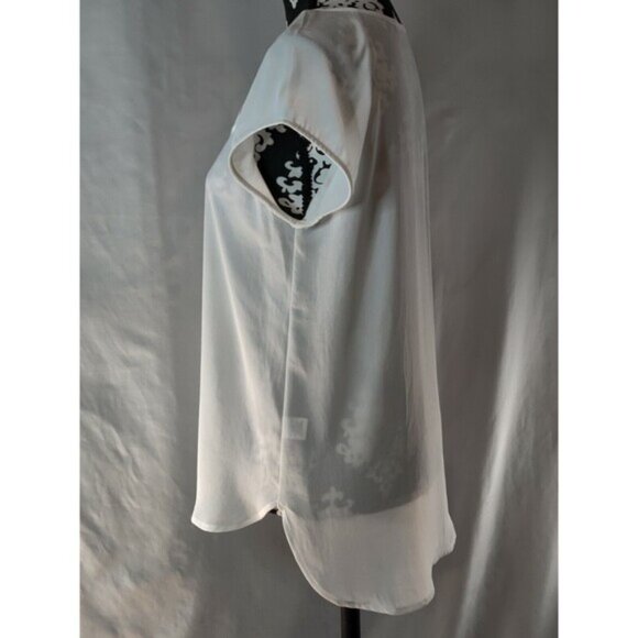 Ro & De Sheer Cut‎ Out White Short Sleeve Top Women's Size Small - Picture 5 of 12